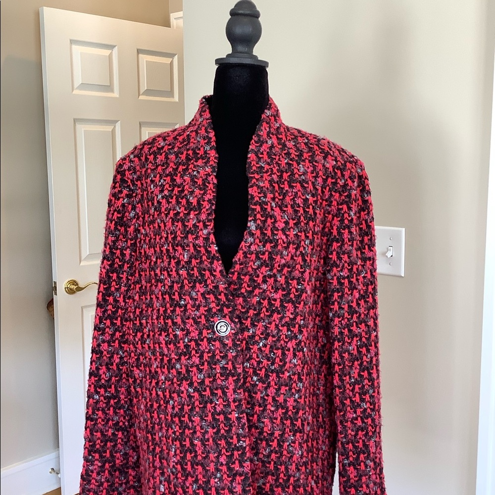 St John Jacket. Red Tweed Knit Wool Blend. Size 12. NWOT. - Picture 2 of 6